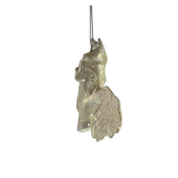 Vintage Iridescent Ceramic Angel Ornament, Outstretched Wings, Christmas 5.75" - Picture 5 of 14